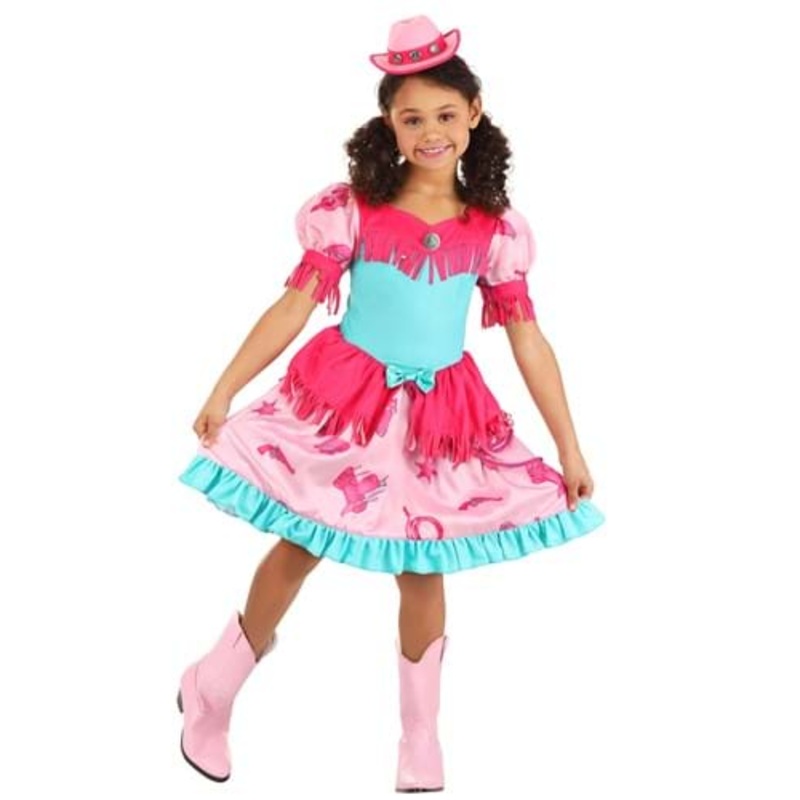 Pastel Pink Cowgirl Costume Dress for Girls Small
