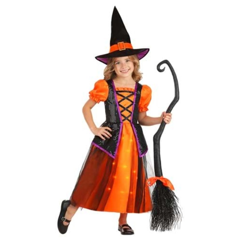 Orange Light-Up Witch Costume for Girls X-Small