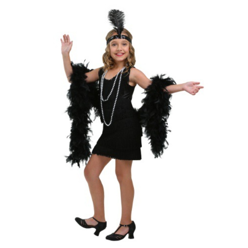 Black Fringe Flapper Costume for Girls Small