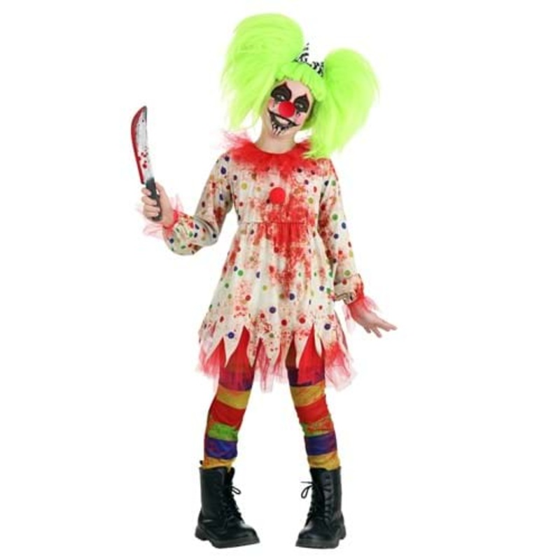 Creepy Killer Clown Costume for Girls Small