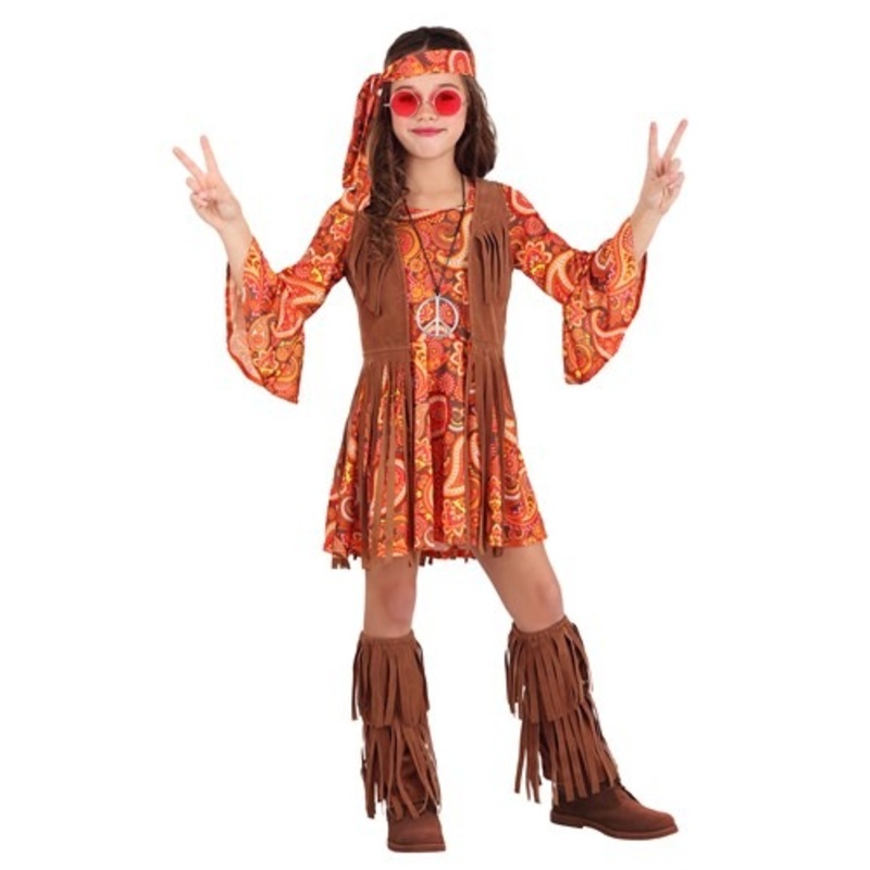 Girls Fringe Hippie Costume Small