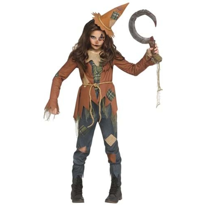 Scary Girl's Scarecrow Costume Medium