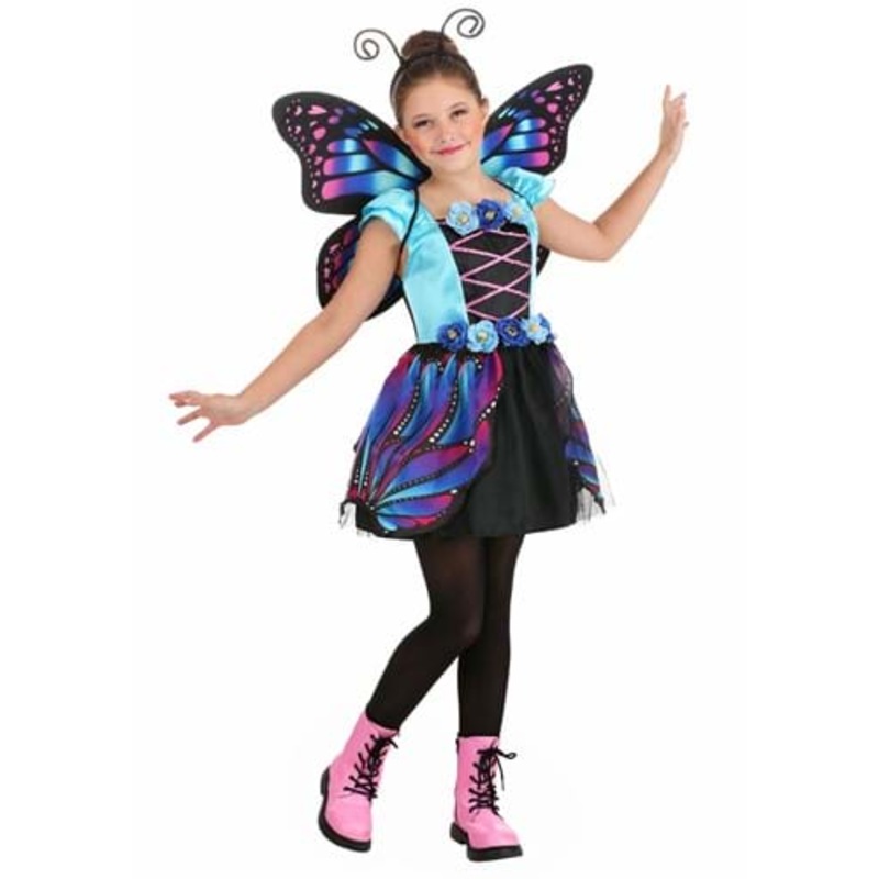 Girl's Vibrant Butterfly Costume Dress Medium