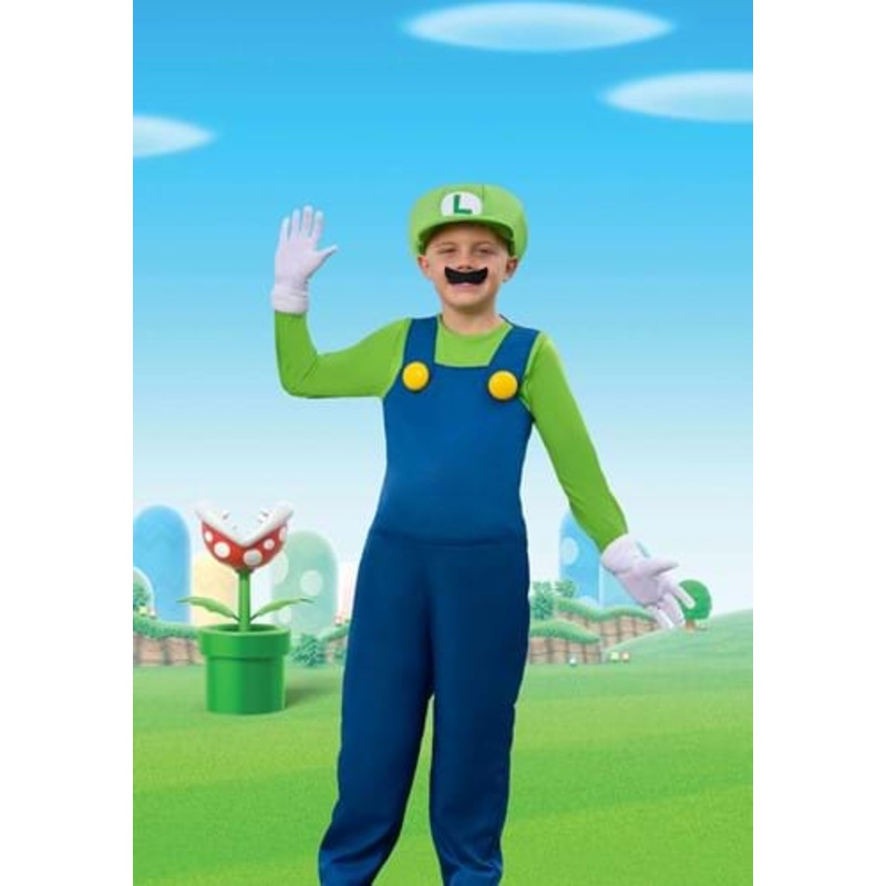 Super Mario Brothers Boys Luigi Deluxe Costume Size 4/6