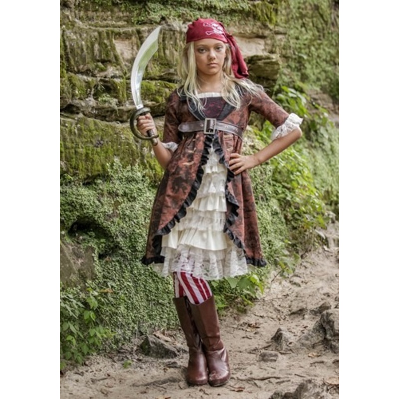Brown Coat Pirate Costume for Girl's Small (6)