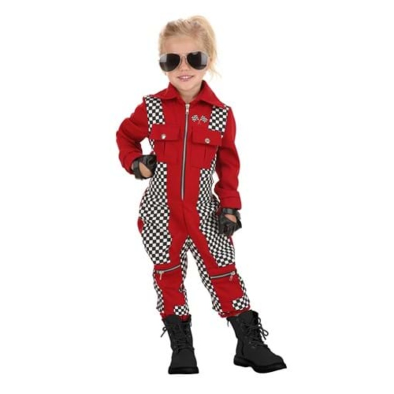 Girl's Red Racer Jumpsuit Costume for Toddlers 2T