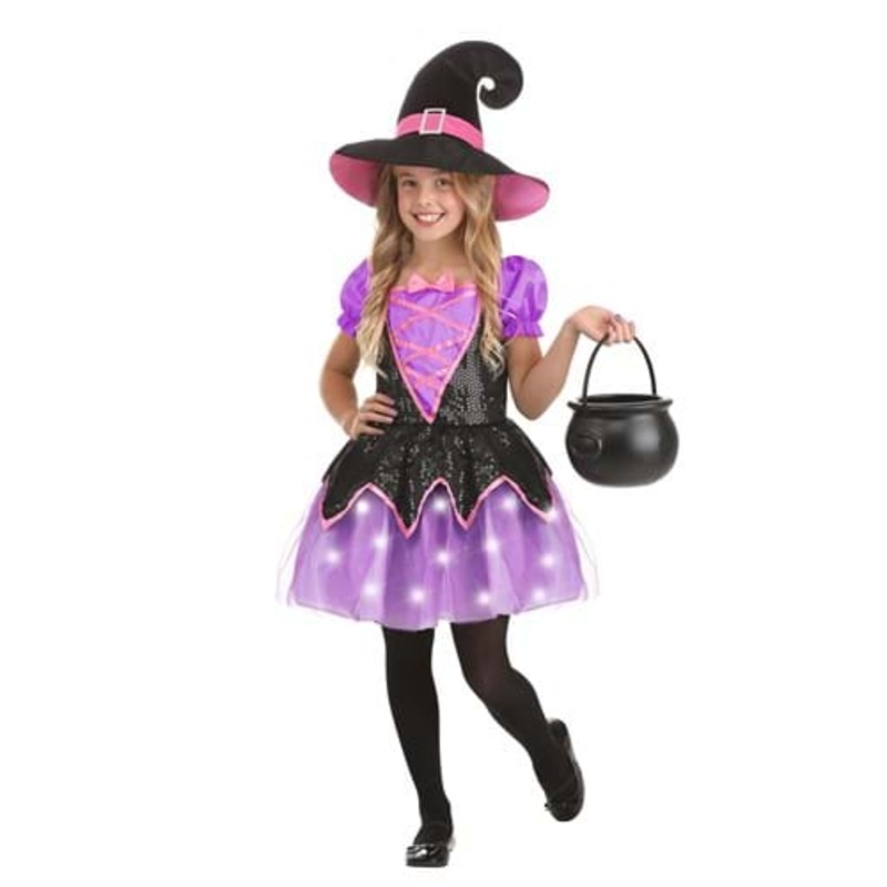 Pink Light-Up Witch Costume for Girls Small