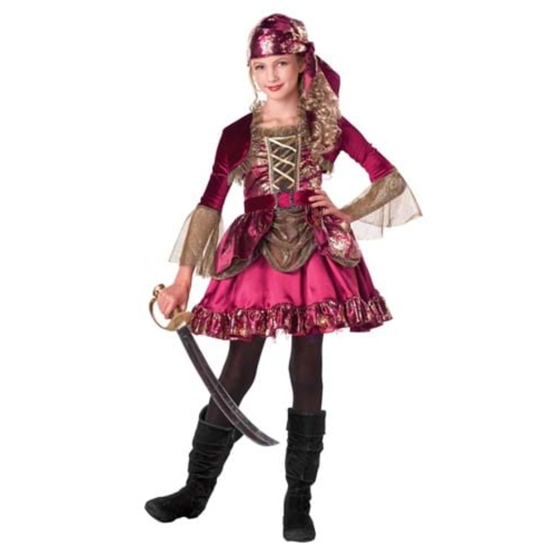 Girl's First Mate Pirate Costume Dress Small