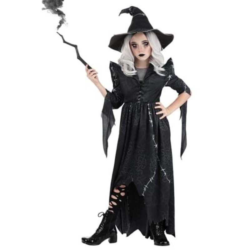 Girl's Gothic Stitch Witch Costume Dress Small