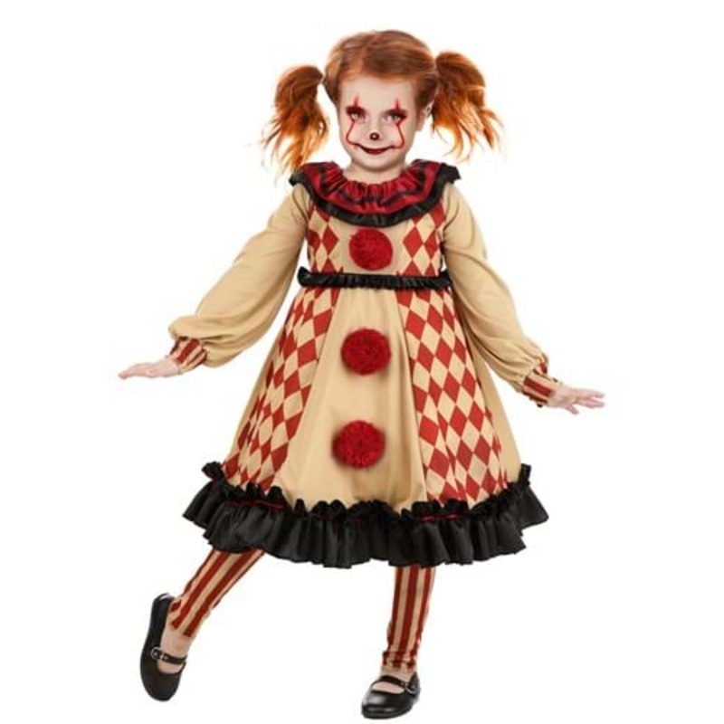 Girl's Little Creepy Clown Toddler Costume 2T