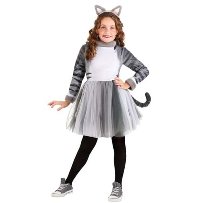 Tabby Cat Costume Dress for Girls Medium