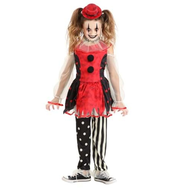 Girl's Creepy Vintage Clown Costume Small