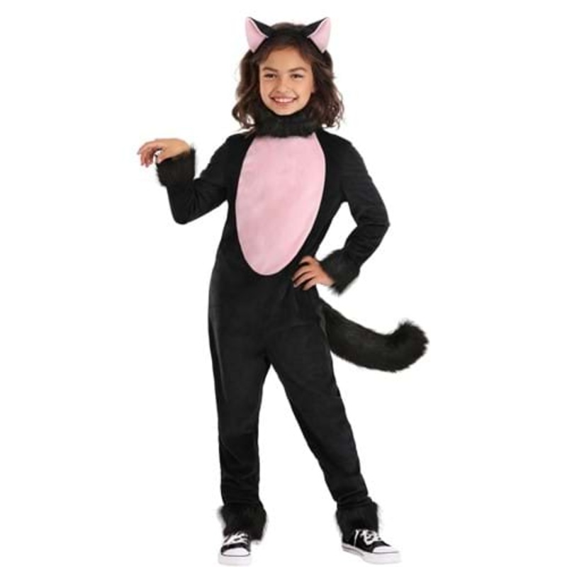 Kid's Big Tailed Black Cat Costume Small