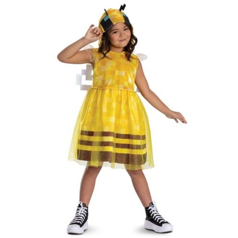Minecraft Bee Girl's Hooded Costume Dress Size 4/6