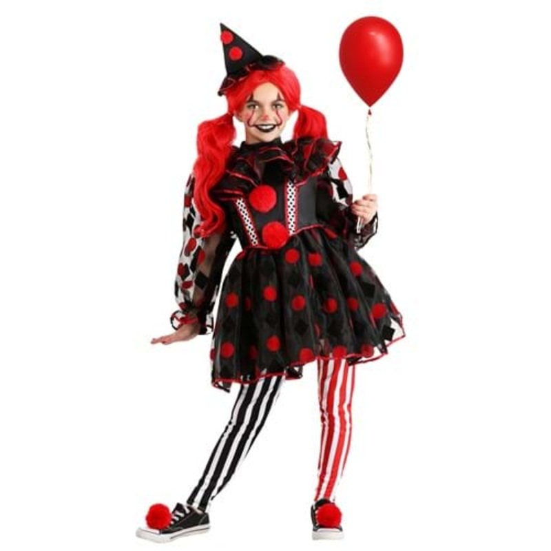 Wonderland Red Clown Costume for Girls X-Small