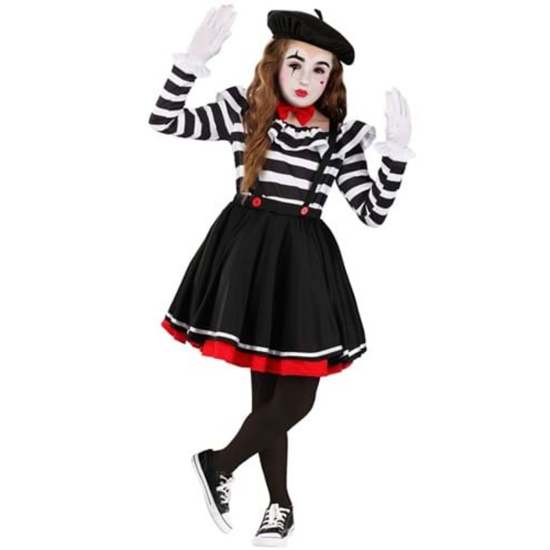 Curious Mime Girl's Costume Medium