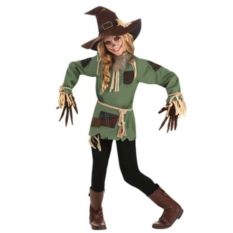 Scary Green Scarecrow Costume for Girls Small