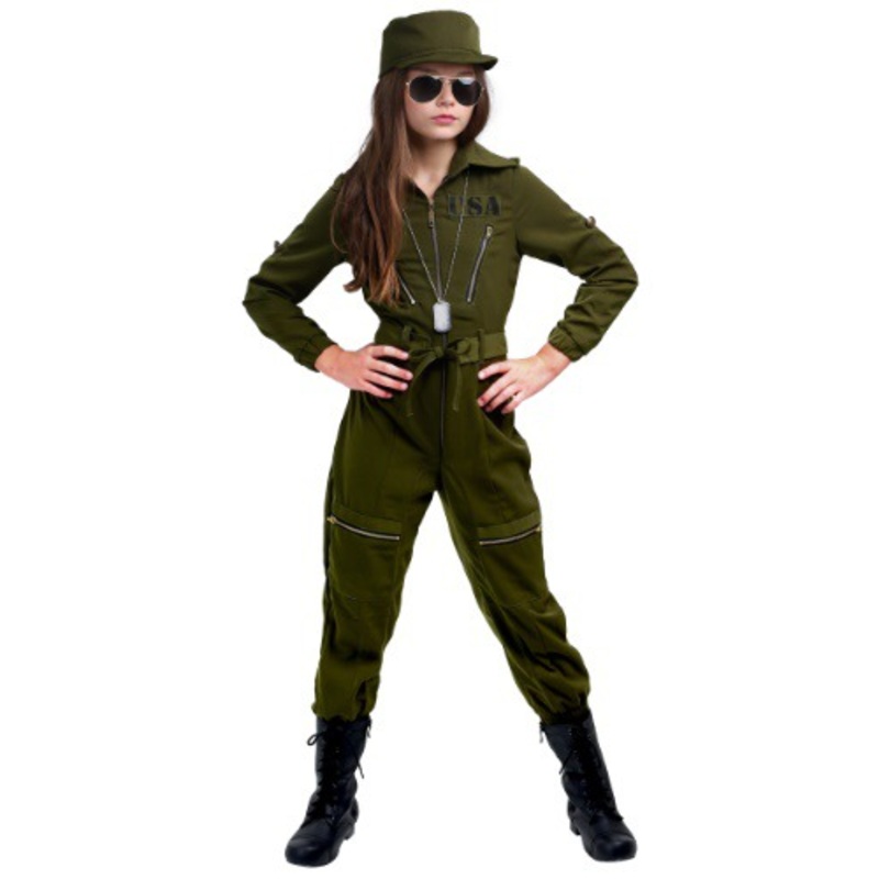 Army Flightsuit Girls Costume Small