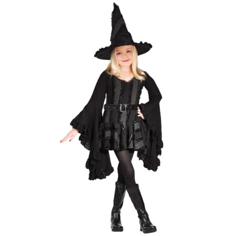 Girl's Black Witch Costume Dress Small (4-6)