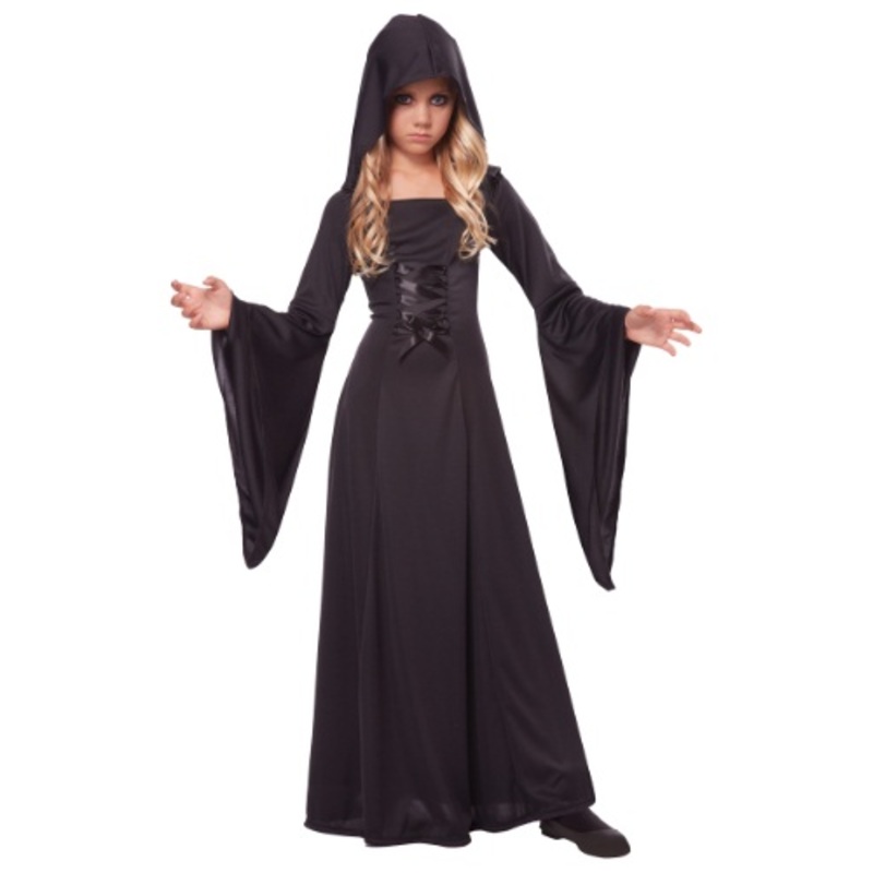 Girl's Deluxe Black Hooded Robe Costume Small (6-8)