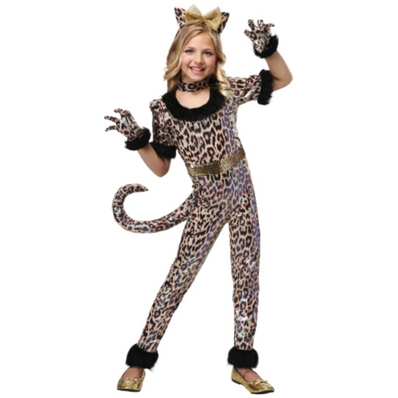 Girl's Leopard Jumpsuit Costume X-Small