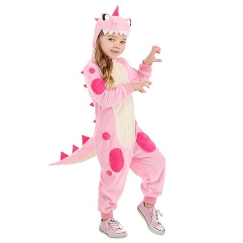 Girl's Toddler Pink Dinosaur Onesie Costume 2T