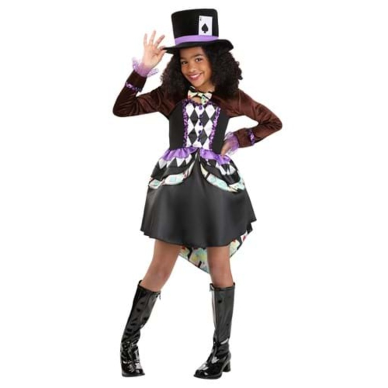 Raving Mad Hatter Costume Dress for Girls Small