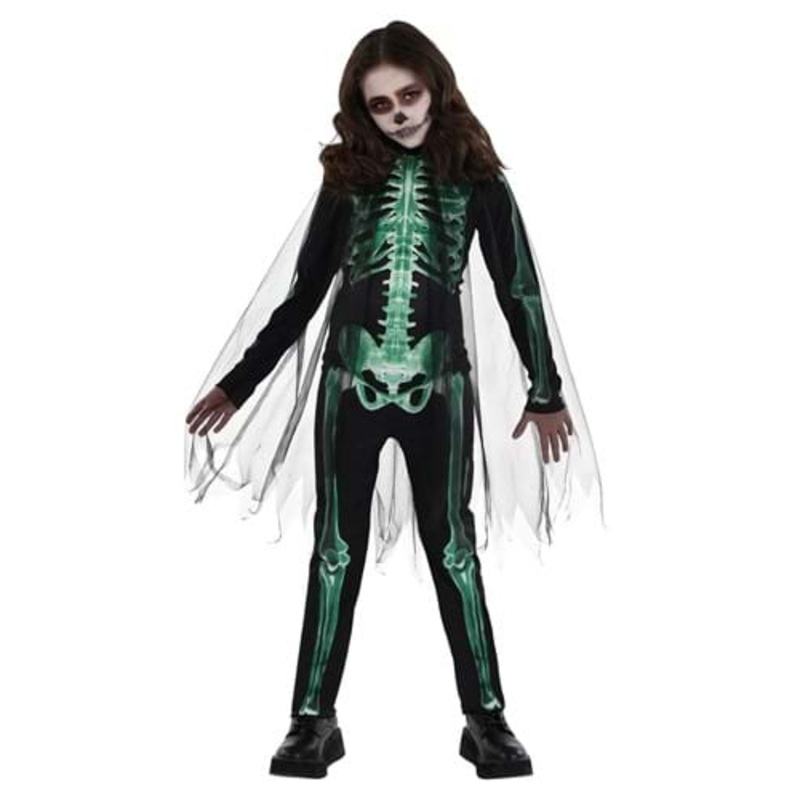 Girl's Glow Skeleton Reaper Costume Medium