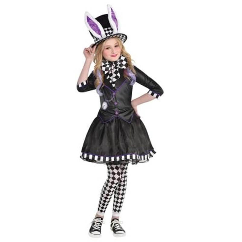 Girl's Dark Mad Hatter Costume Dress Medium