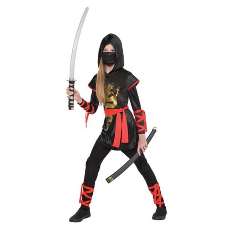 Girl's Gold Dragon Ninja Costume Medium