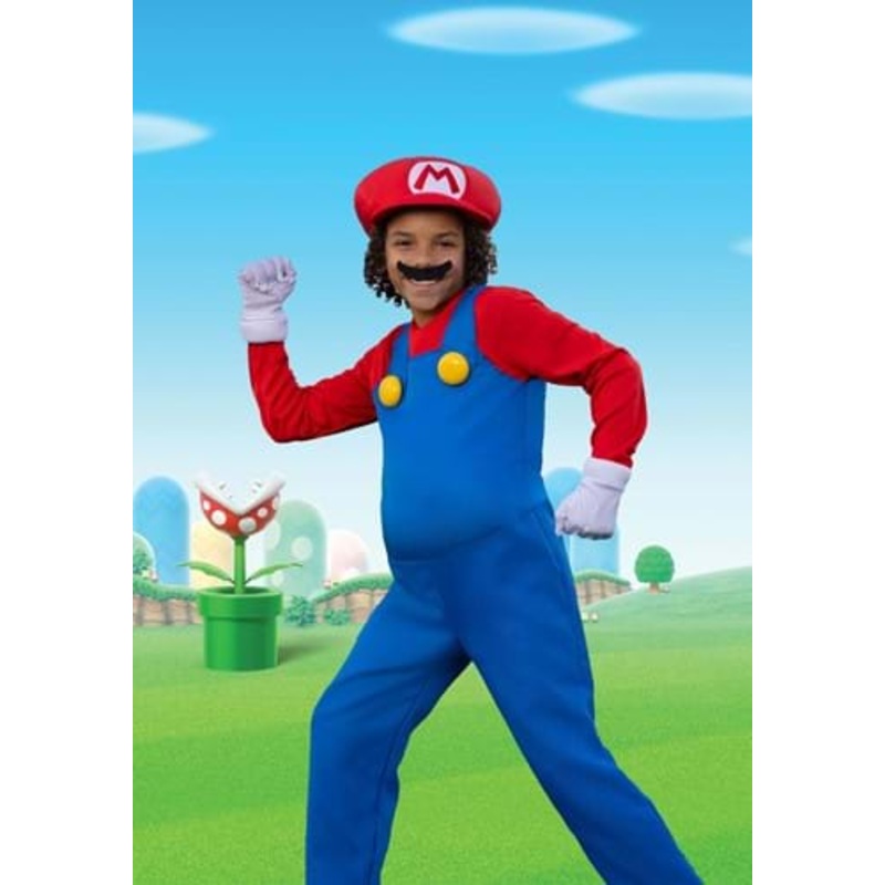 Super Mario Brothers Boys Mario Deluxe Costume Size 7/8