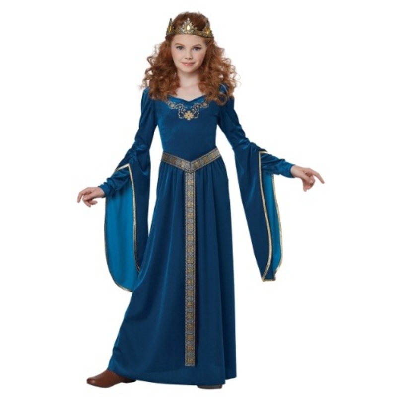 Teal Medieval Princess Costume for Girls Small
