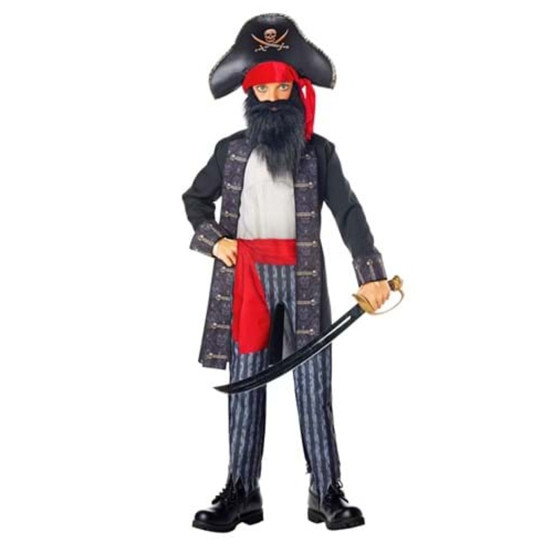 Blackbeard Pirate Costume for Boys Small