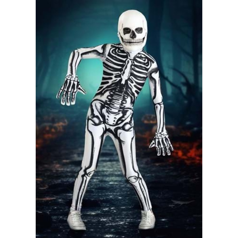 Kid's White Skeleton Costume X-Small
