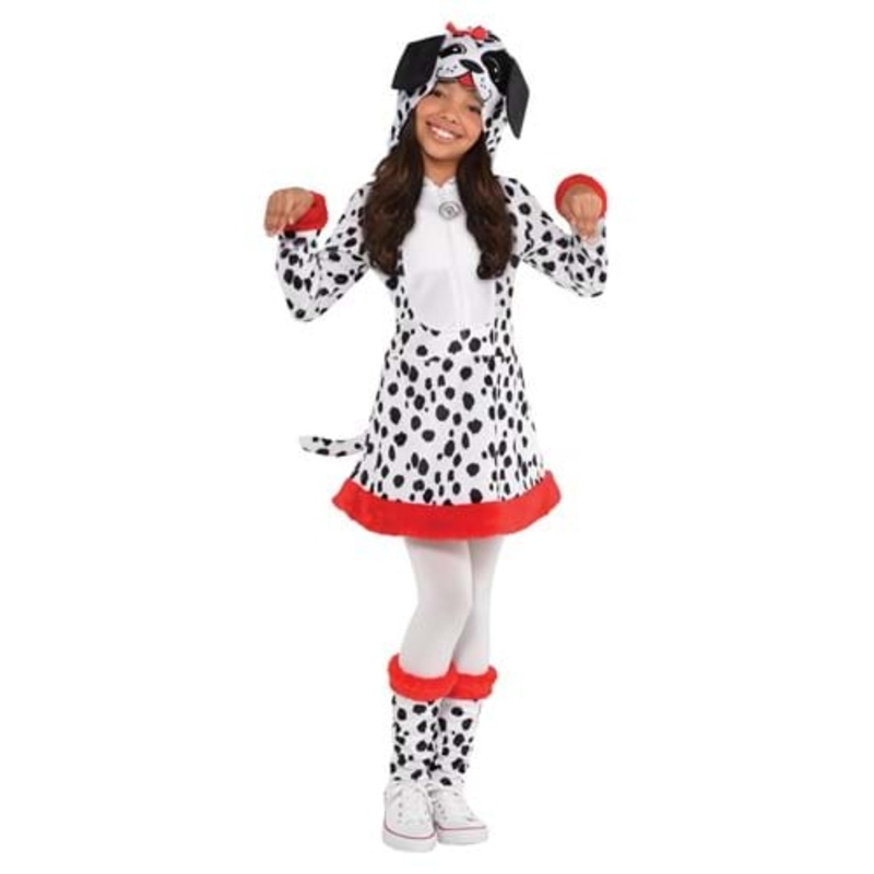 Girl's Dotted Dalmatian Doggy Costume Dress Small