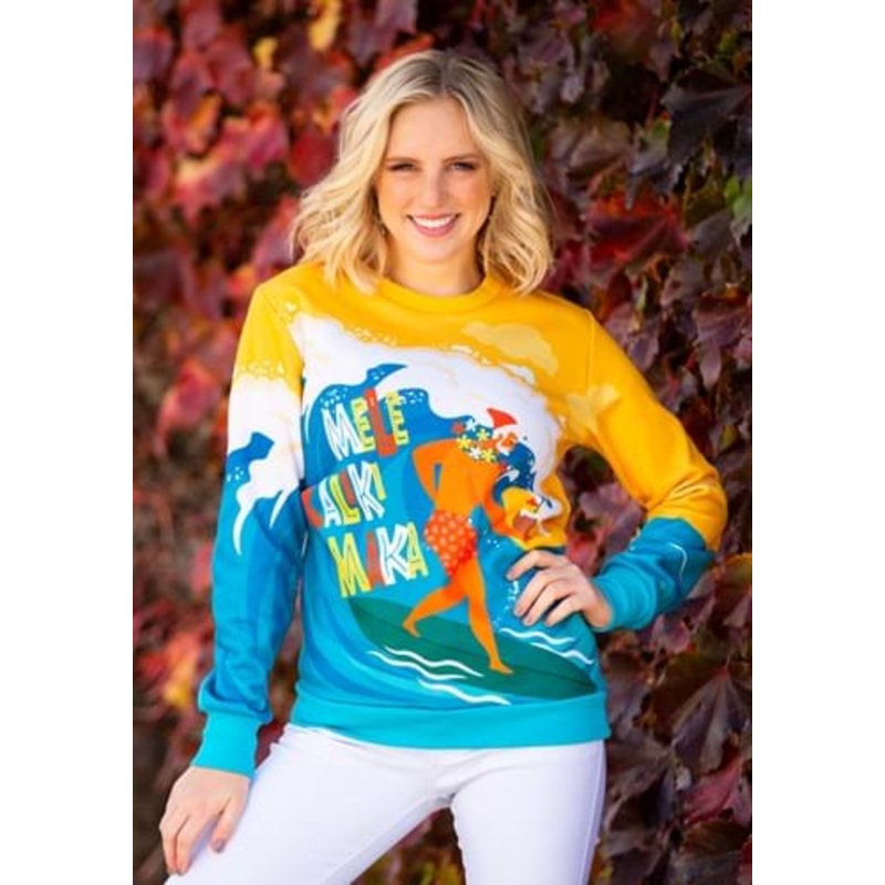 Mele Kalikimaka Surfing Santa Ugly Christmas Sweatshirt