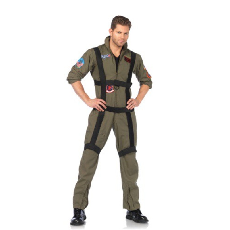 Men's Top Gun Jumpsuit Costume with Harness