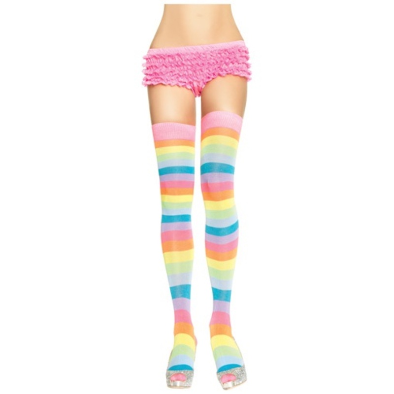 Neon Rainbow Thigh High Stockings