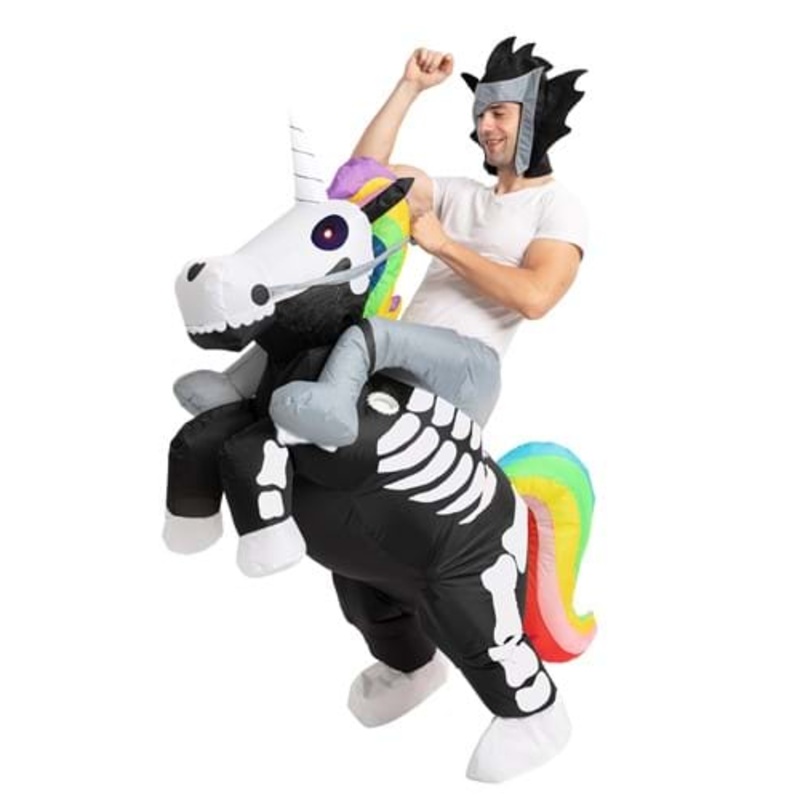 Inflatable Riding-A-Skeleton Unicorn Costume for Adults