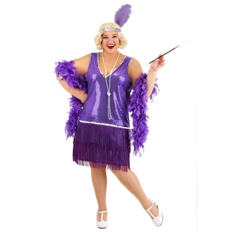 Women's Plus Size Amethyst Purple Flapper Costume