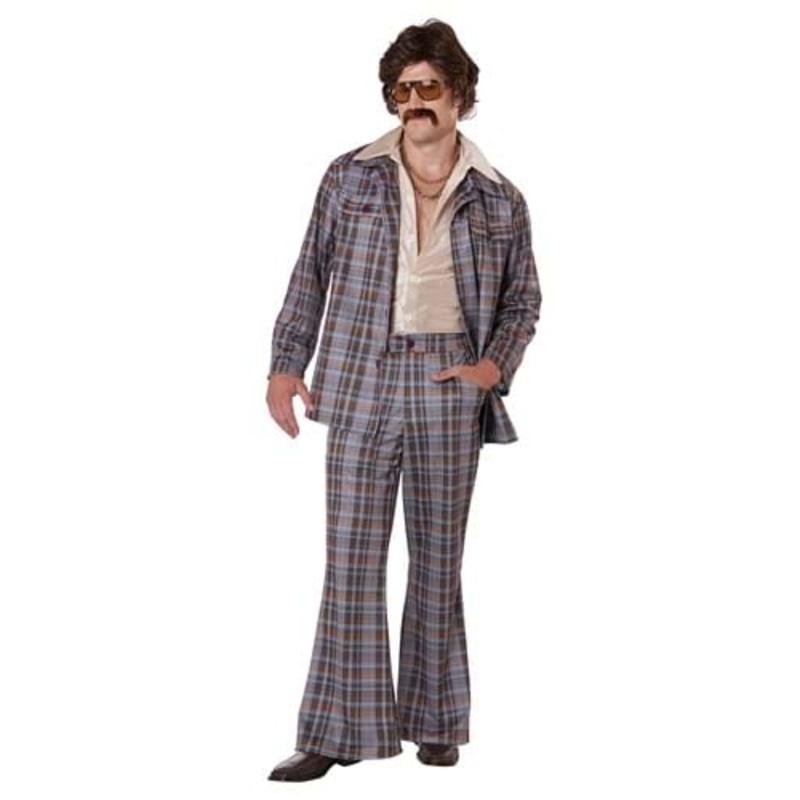 Men's 3 Piece 70's Plaid Leisure Suit Costume