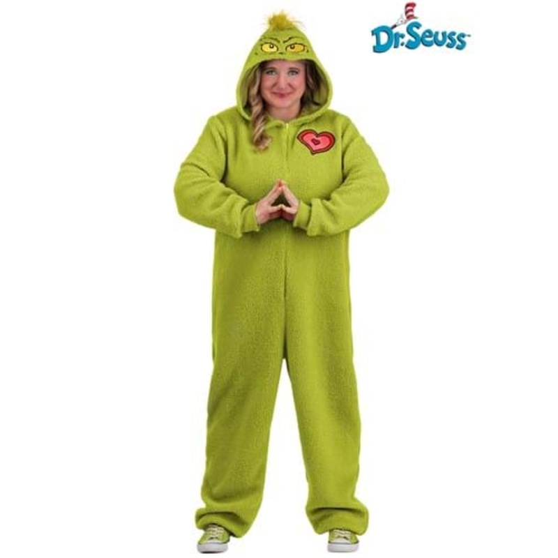 Plus Size Grinch Costume Onesie for Adults