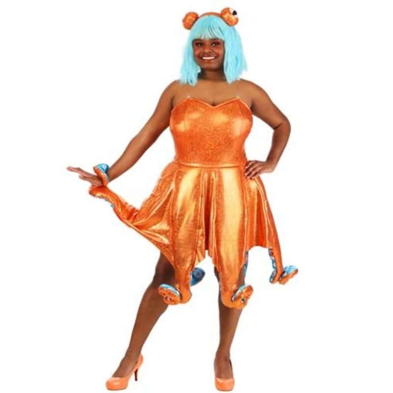 Plus Size Orange Iridescent Octopus Costume for Women