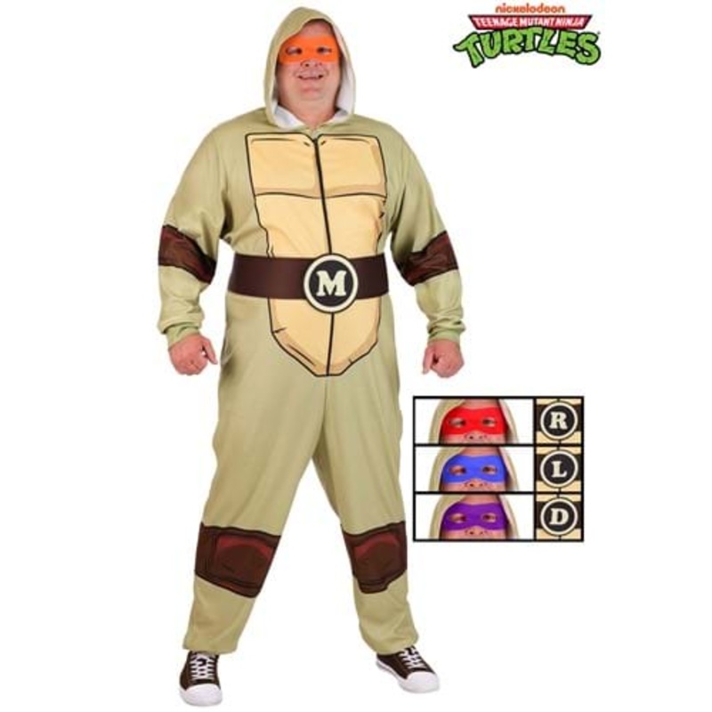 Plus Size Teenage Mutant Ninja Turtles Hooded Jumpsuit Costume for Adults