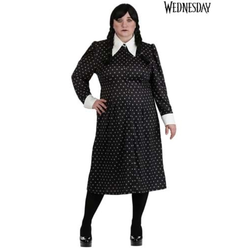 Plus Size Wednesday Addams Polka Dot Costume for Women