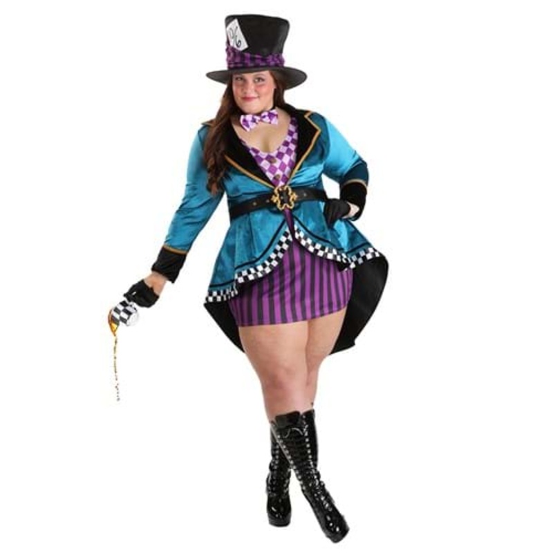 Plus Size Women's Purple Panache Mad Hatter Costume 1X