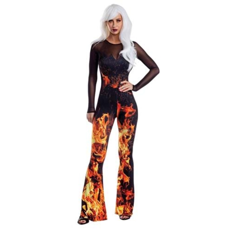 Women's Flame Jumpsuit Costume