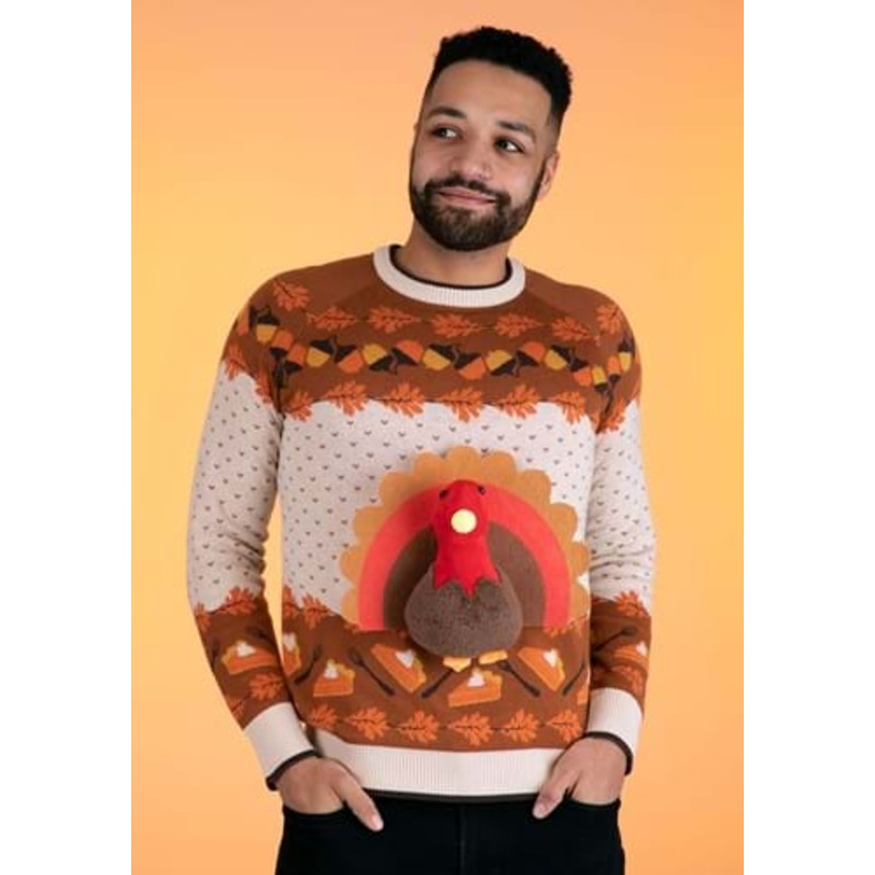 3D Turkey Adult Ugly Holiday Sweater X-Small
