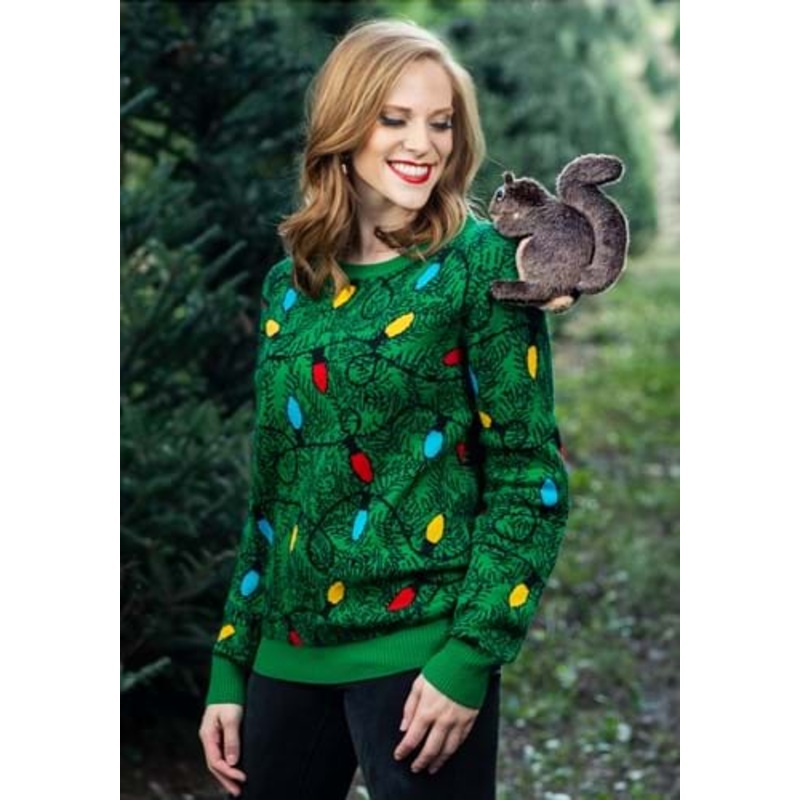 Adult 3D Squirrel in the Christmas Tree Ugly Sweater X-Small