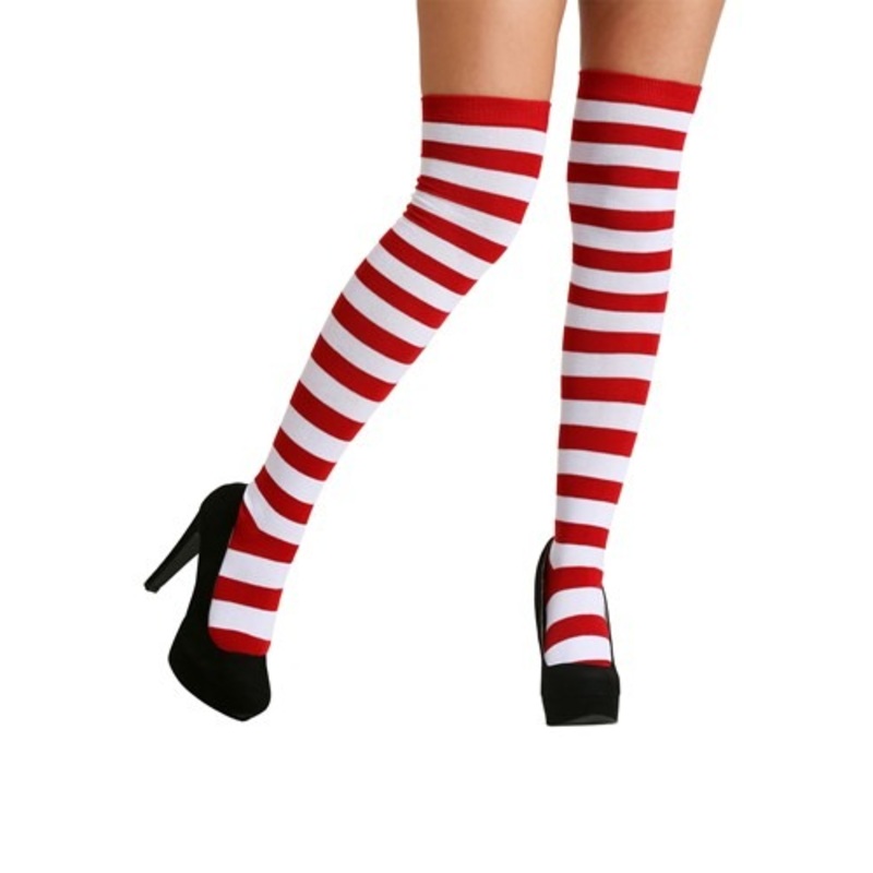 Adult Red and White Striped Socks Standard